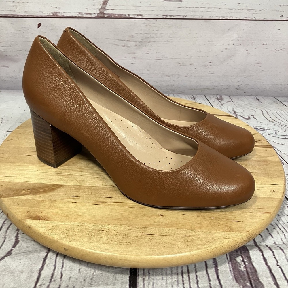 Marc Joseph NY Midtown Leather Pumps Brown Block Heel Womens Size 12